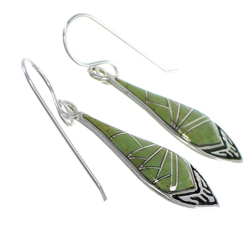 Southwest Sterling Silver Turquoise Inlay Hook Dangle Earrings VX55848